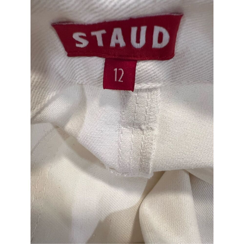 Staud Women's White Denim Cotton High Rise Painter Cargo Jeans Size 12 NWOT - Picture 3 of 6